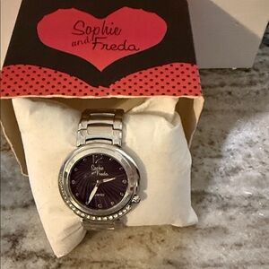 Sophie and Freda Silver Watch with Black Dial